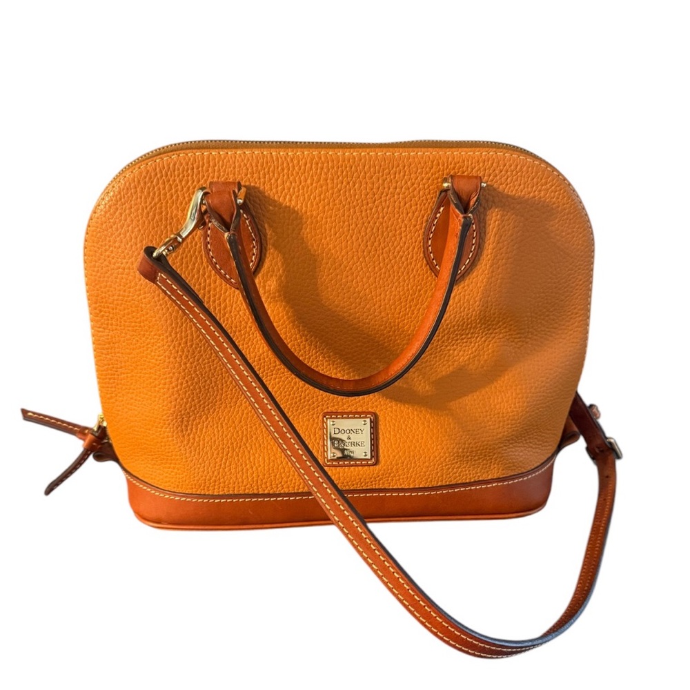 Dooney & Bourke Pebble Grain Zip Zip Leather Satchel Burnt Orange Purse Bag
